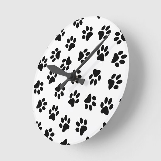 Patroon van poten, hondenpoten, zwarte poten ronde klok (Hoek)