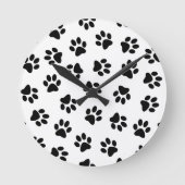 Patroon van poten, hondenpoten, zwarte poten ronde klok (Voorkant)