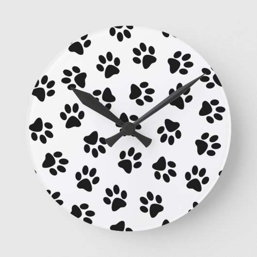 Patroon van poten, hondenpoten, zwarte poten ronde klok (Voorkant)