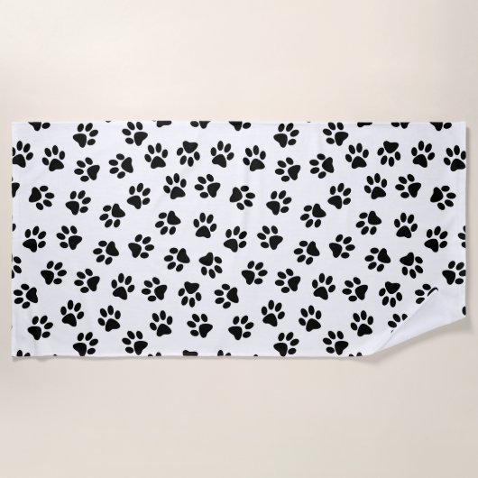 Patroon van poten, hondenpoten, zwarte poten strandlaken (Voorkant)