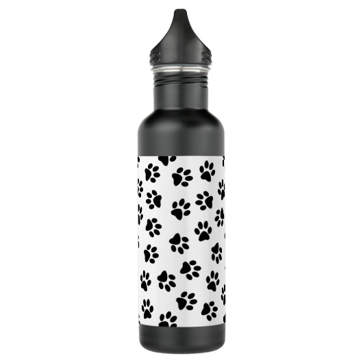 Patroon van poten, hondenpoten, zwarte poten waterfles  (Links)