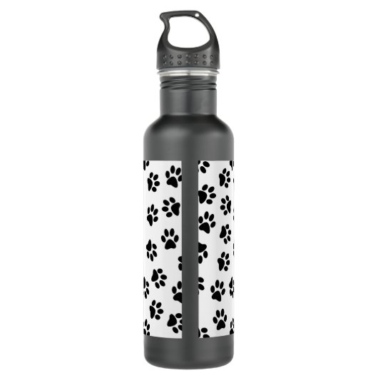 Patroon van poten, hondenpoten, zwarte poten waterfles  (Achterkant)
