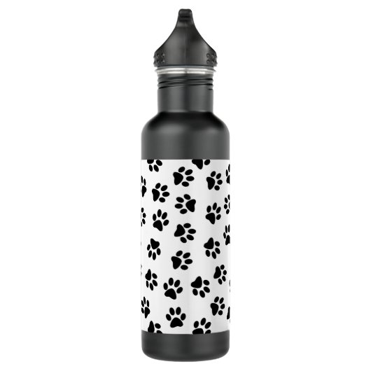 Patroon van poten, hondenpoten, zwarte poten waterfles  (Rechts)