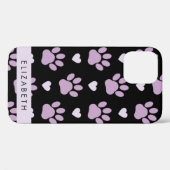 Patroon van poten, Lila poten, harten, Jouw naam Case-Mate iPhone Case (Achterkant (horizontaal))