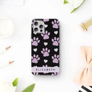 Patroon van poten, Lila poten, harten, Jouw naam Case-Mate iPhone Case