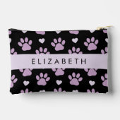 Patroon van poten, Lila poten, harten, Jouw naam Etui (Achterkant)