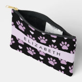 Patroon van poten, Lila poten, harten, Jouw naam Etui (Open)