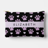 Patroon van poten, Lila poten, harten, Jouw naam Etui (Voorkant)