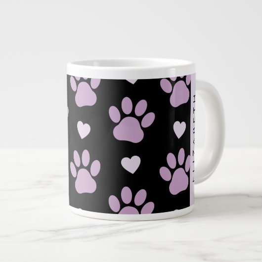 Patroon van poten, Lila poten, harten, Jouw naam Grote Koffiekop (Voorkant rechts)