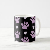 Patroon van poten, Lila poten, harten, Jouw naam Koffiemok (Voorkant rechts)