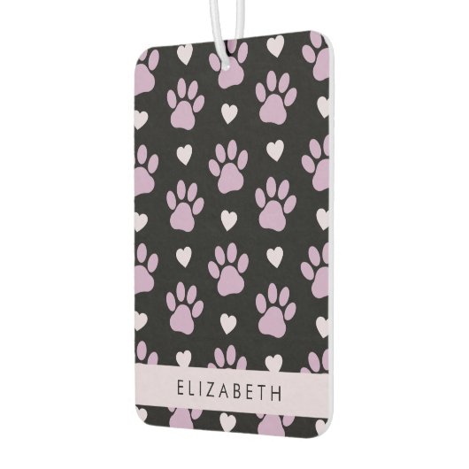 Patroon van poten, Lila poten, harten, Jouw naam Luchtverfrisser (Links)