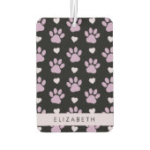 Patroon van poten, Lila poten, harten, Jouw naam Luchtverfrisser (Achterkant)