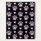 Patroon van poten, Lila poten, harten, Jouw naam Planner (Achterkant)