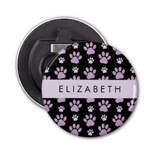 Patroon van poten, Lila poten, hondenpoten, Jouw n Button Flesopener