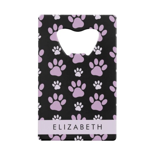 Patroon van poten, Lila poten, hondenpoten, Jouw n Creditkaart Flessenopener (Voorkant)