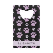 Patroon van poten, Lila poten, hondenpoten, Jouw n Creditkaart Flessenopener (Achterkant)