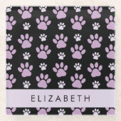 Patroon van poten, Lila poten, hondenpoten, Jouw n Glazen Onderzetter (Voorkant)
