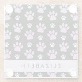 Patroon van poten, Lila poten, hondenpoten, Jouw n Glazen Onderzetter (Achterkant)