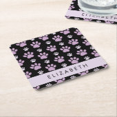 Patroon van poten, Lila poten, hondenpoten, Jouw n Kartonnen Onderzetters (Schuin)