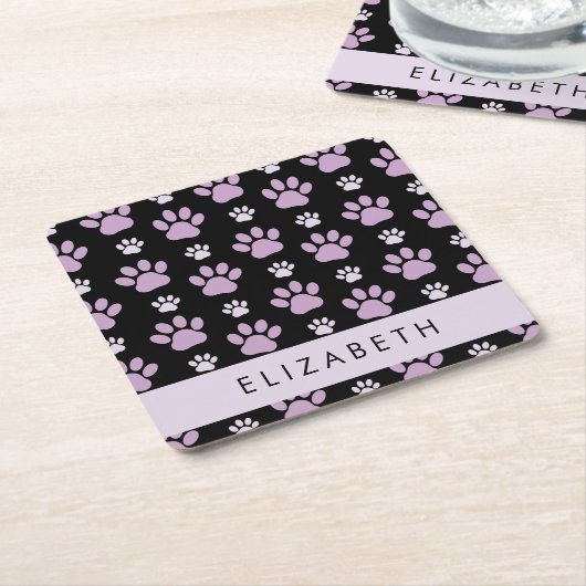 Patroon van poten, Lila poten, hondenpoten, Jouw n Kartonnen Onderzetters (Schuin)