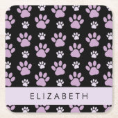 Patroon van poten, Lila poten, hondenpoten, Jouw n Kartonnen Onderzetters (Voorkant)