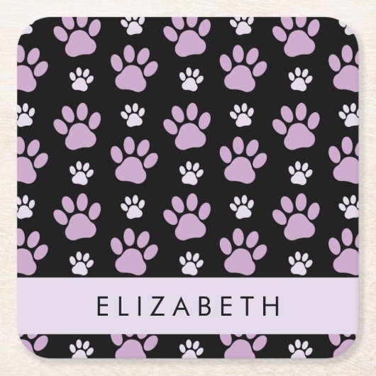 Patroon van poten, Lila poten, hondenpoten, Jouw n Kartonnen Onderzetters (Voorkant)