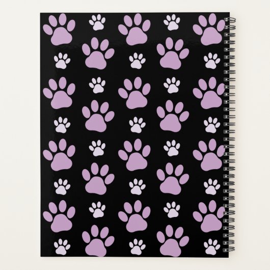 Patroon van poten, Lila poten, hondenpoten, Jouw n Planner (Achterkant)
