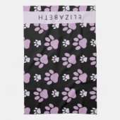 Patroon van poten, Lila poten, hondenpoten, Jouw n Theedoek (Verticaal)