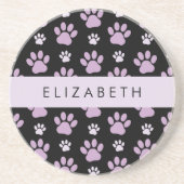 Patroon van poten, Lila poten, hondenpoten, Jouw n Zandsteen Onderzetter (Voorkant)