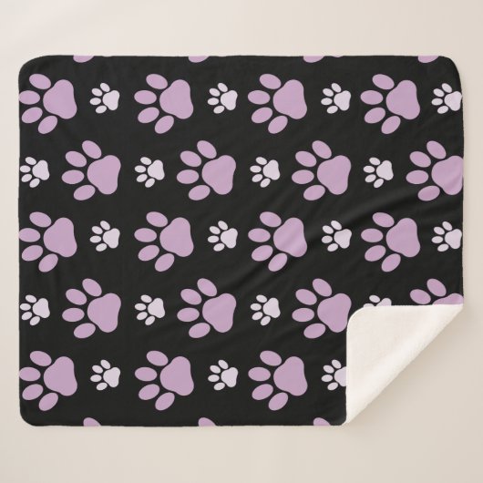 Patroon van poten, Lila poten, ovendraaien, verfdr Sherpa Deken (Voorkant (horizontaal))
