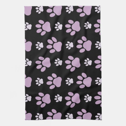 Patroon van poten, Lila poten, ovendraaien, verfdr Theedoek (Verticaal)