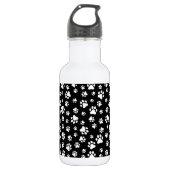 Patroon van poten, pootafdrukken, zwart en wit waterfles (Voorkant)