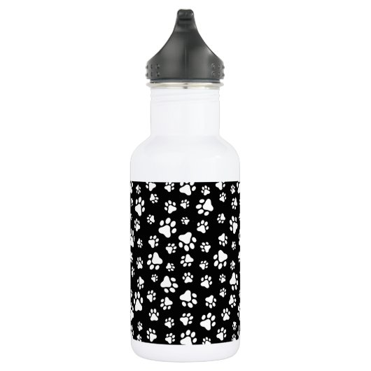 Patroon van poten, pootafdrukken, zwart en wit waterfles  (Rechts)