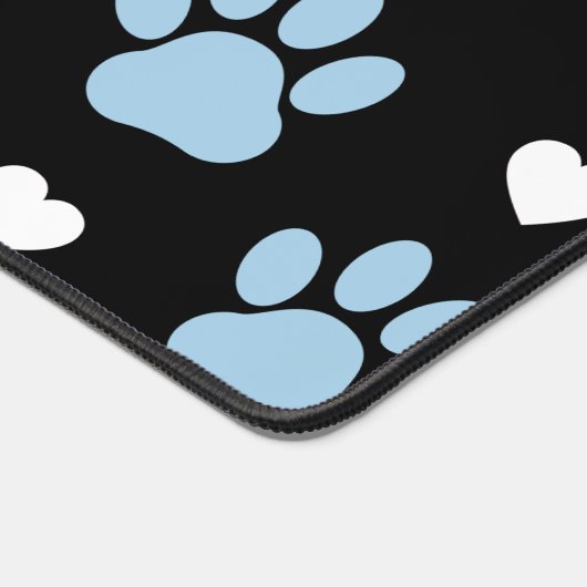 Patroon van poten, reuzenpoten, blauwe poten, witt bureaumat (Hoek)