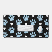 Patroon van poten, reuzenpoten, blauwe poten, witt bureaumat (Keyboard & Muis)