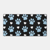 Patroon van poten, reuzenpoten, blauwe poten, witt bureaumat (Voorkant)