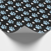 Patroon van poten, reuzenpoten, blauwe poten, witt cadeaupapier (Hoek)