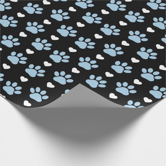 Patroon van poten, reuzenpoten, blauwe poten, witt cadeaupapier (Hoek)