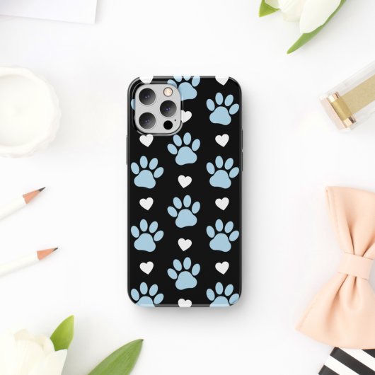 Patroon van poten, reuzenpoten, blauwe poten, witt Case-Mate iPhone case