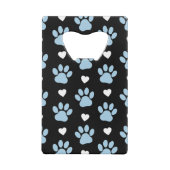 Patroon van poten, reuzenpoten, blauwe poten, witt creditkaart flessenopener (Achterkant)