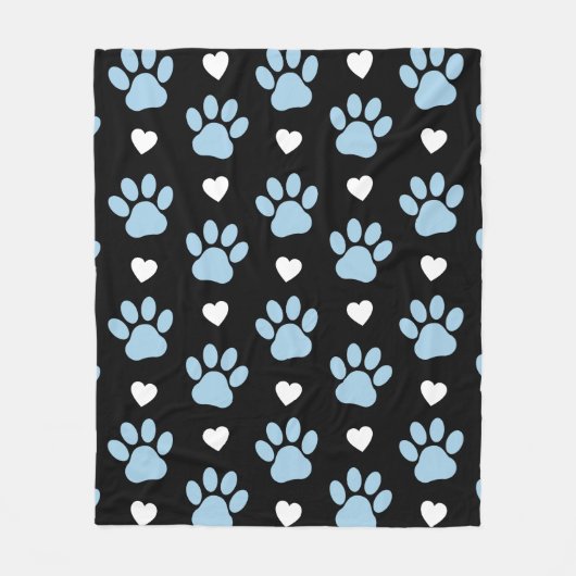 Patroon van poten, reuzenpoten, blauwe poten, witt fleece deken (Voorkant)
