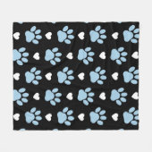 Patroon van poten, reuzenpoten, blauwe poten, witt fleece deken (Voorkant (Horizontaal))