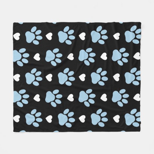 Patroon van poten, reuzenpoten, blauwe poten, witt fleece deken (Voorkant (Horizontaal))