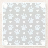 Patroon van poten, reuzenpoten, blauwe poten, witt glazen onderzetter (Achterkant)