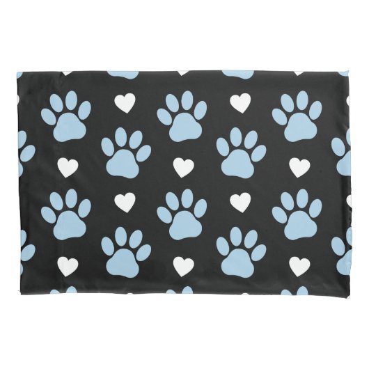 Patroon van poten, reuzenpoten, blauwe poten, witt kussensloop (Voorkant)