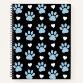 Patroon van poten, reuzenpoten, blauwe poten, witt notitieboek (Voorkant)