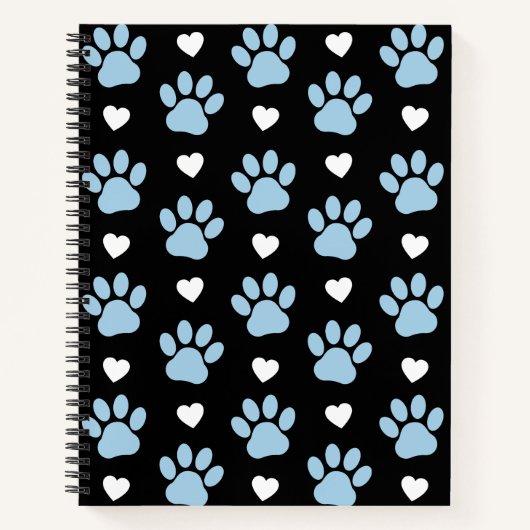 Patroon van poten, reuzenpoten, blauwe poten, witt notitieboek (Voorkant)