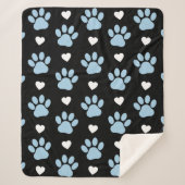 Patroon van poten, reuzenpoten, blauwe poten, witt sherpa deken (Voorkant)