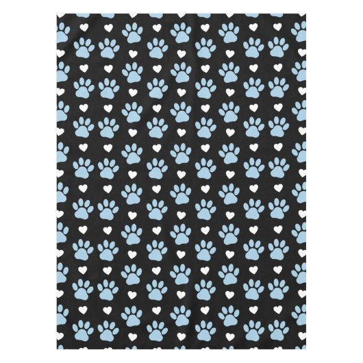 Patroon van poten, reuzenpoten, blauwe poten, witt tafelkleed (Voorkant)