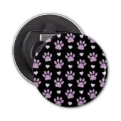 Patroon van poten, reuzenpoten, Lila poten, hart Button Flesopener (Voorkant)